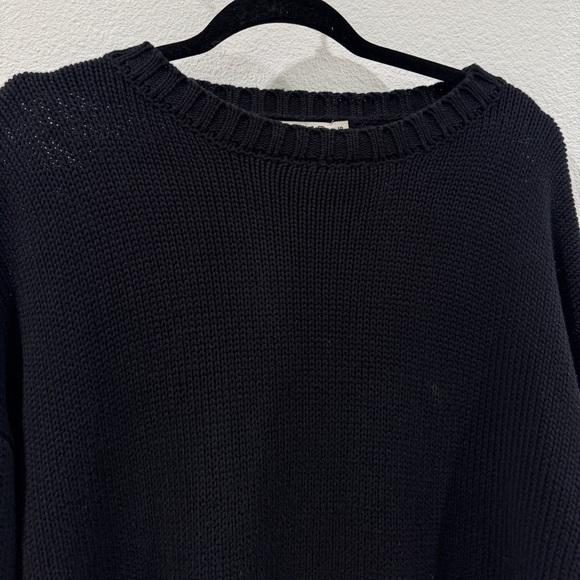 Carmar 100% Cotton Black Knit Longline Oversized Palm Tree Rhinestone Sweater S - Picture 4 of 17